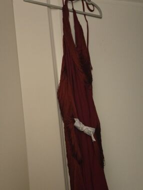 NBD Brick Red Fringe Dress, New, Dark Red